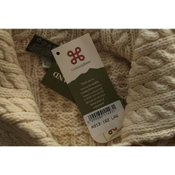Carraig Donn One Button Irish Wool Cardigan Sweater Cream Size Large - Picture 5 of 5